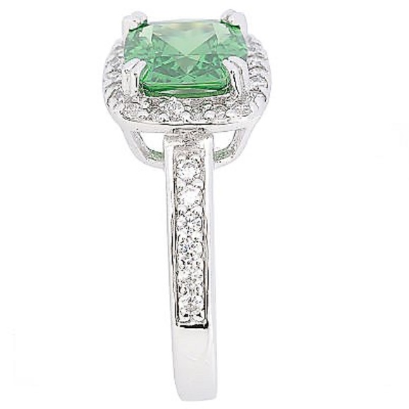QVC Epiphany Platinum Clad Diamonique Simulated Emerald Ring. 0269 - Picture 2 of 4